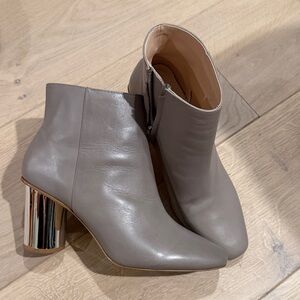 Zara Gray Ankle Boots with Metallic Heel